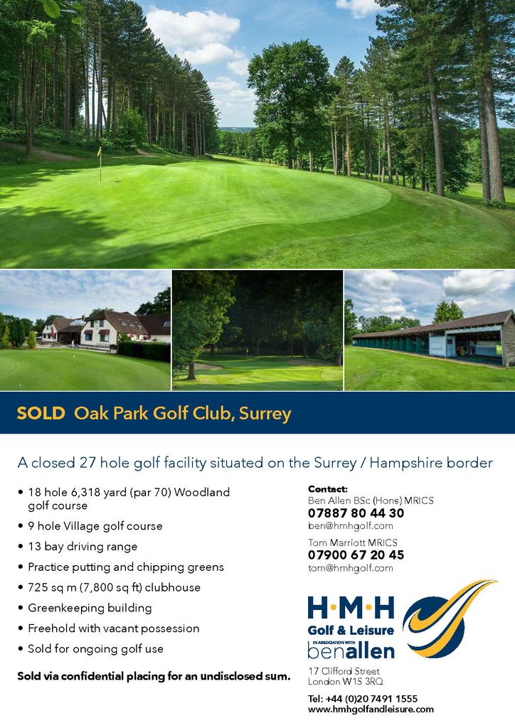Sold - Oak Park Golf Club, Surrey