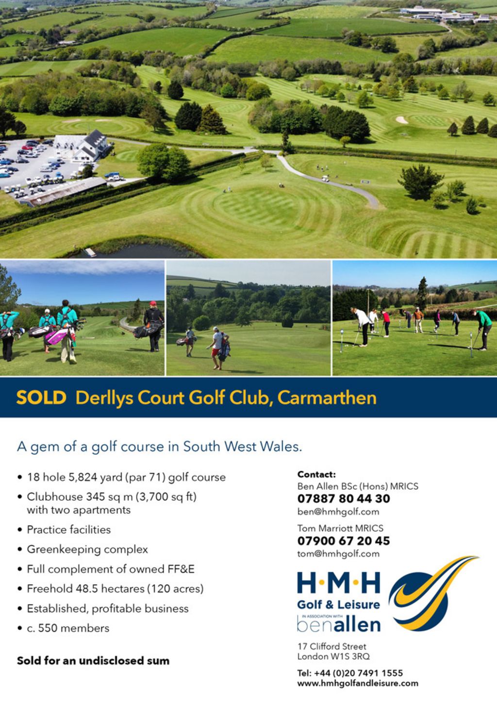 Sold - Derllys Court Golf Club, Wales