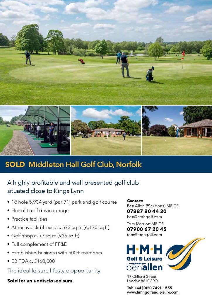 Sold - Middleton Hall Golf Club, Norfolk